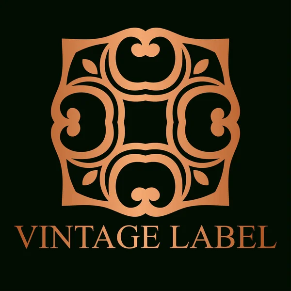 Vintage ornamental goldene Logo-Vorlage mit Text. Vektorillustration — Stockvektor