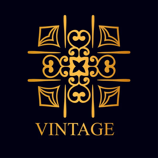 Modelo de logotipo dourado ornamental vintage com texto. Ilustração vetorial — Vetor de Stock