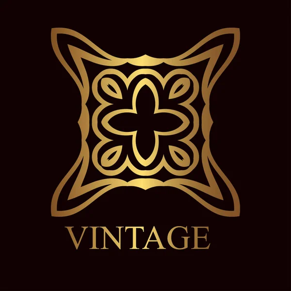 Vintage ozdobné zlaté logo šablona s textem. Vektorové ilustrace — Stockový vektor