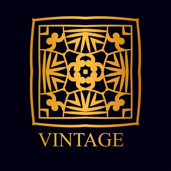 Vintage decoratieve gouden logo sjabloon met tekst. Vectorillustratie — Stockvector