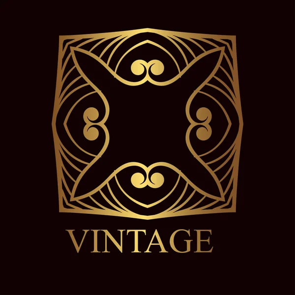 Vintage díszes arany logót mintadeszka-val szöveg. Vektoros illusztráció — Stock Vector
