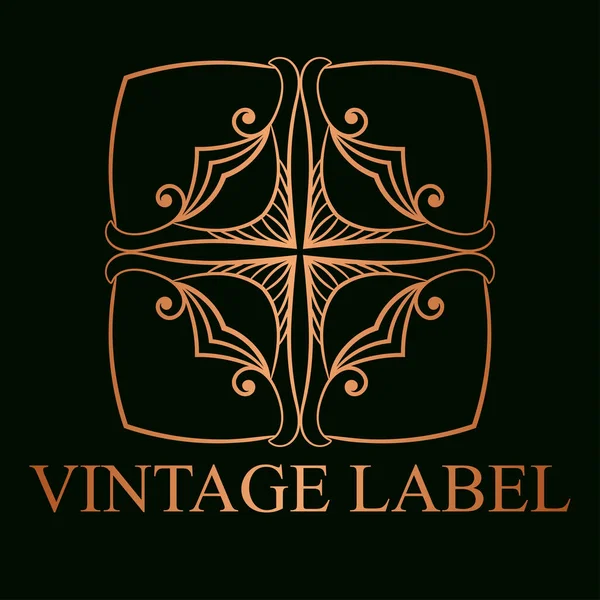 Modelo de logotipo dourado ornamental vintage com texto. Ilustração vetorial — Vetor de Stock