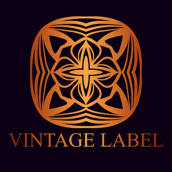 Vintage ornamental goldene Logo-Vorlage mit Text. Vektorillustration — Stockvektor