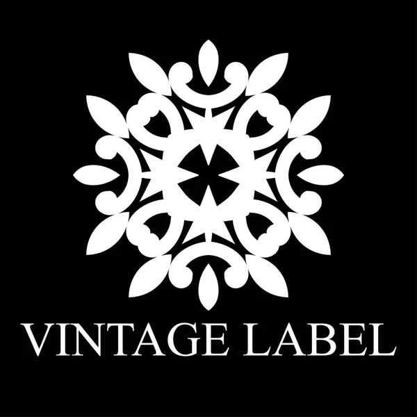 Vintage modello logo bianco ornamentale con testo. Illustrazione vettoriale — Vettoriale Stock