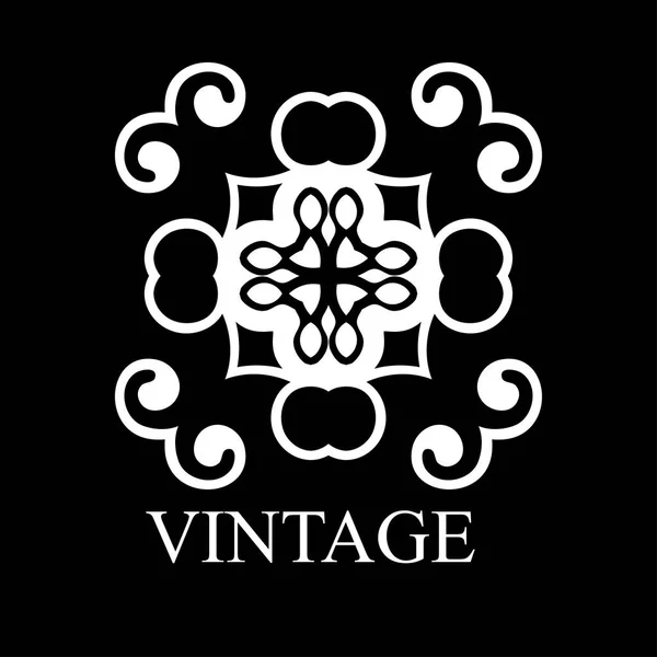 Vintage ornamental weiße Logo-Vorlage mit Text. Vektorillustration — Stockvektor
