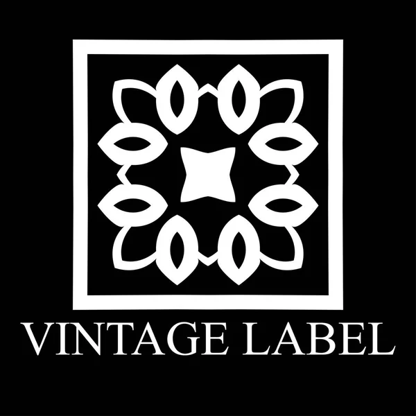 Vintage modello logo bianco ornamentale con testo. Illustrazione vettoriale — Vettoriale Stock