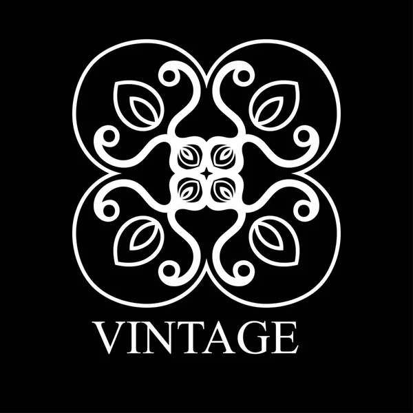 Vintage ornamental weiße Logo-Vorlage mit Text. Vektorillustration — Stockvektor