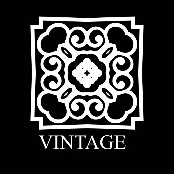 Vintage dekorativ vit logotyp mall med text. Vektorillustration — Stock vektor
