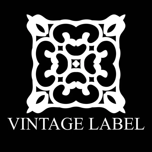 Vintage modello logo bianco ornamentale con testo. Illustrazione vettoriale — Vettoriale Stock