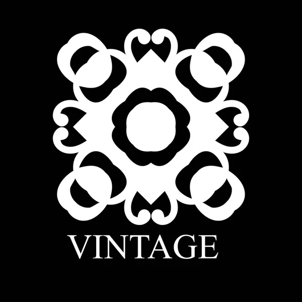 Plantilla de logotipo blanco ornamental vintage con texto. Ilustración vectorial — Vector de stock