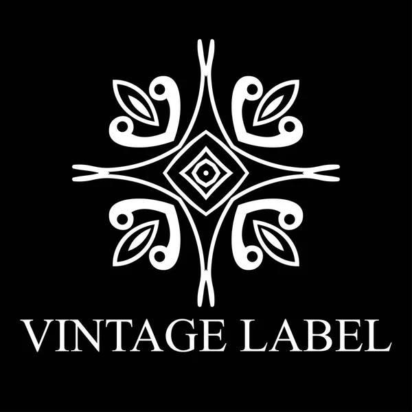 Vintage modello logo bianco ornamentale con testo. Illustrazione vettoriale — Vettoriale Stock