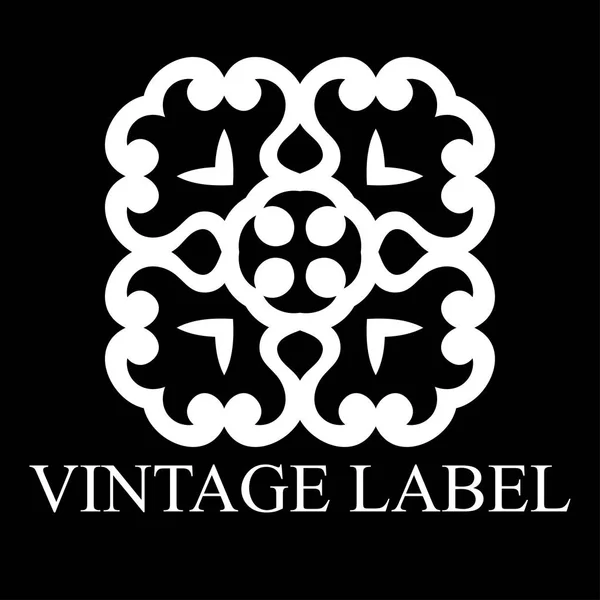 Modèle de logo blanc ornemental vintage avec du texte. Illustration vectorielle — Image vectorielle