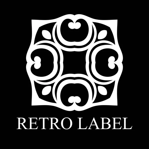 Modelo de logotipo branco ornamental vintage com texto. Ilustração vetorial —  Vetores de Stock