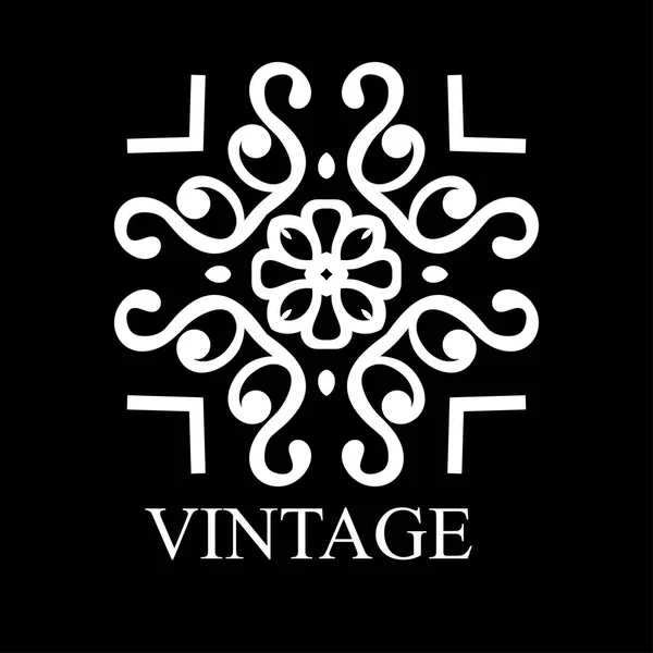 Vintage decoratieve wit logo sjabloon met tekst. Vectorillustratie — Stockvector