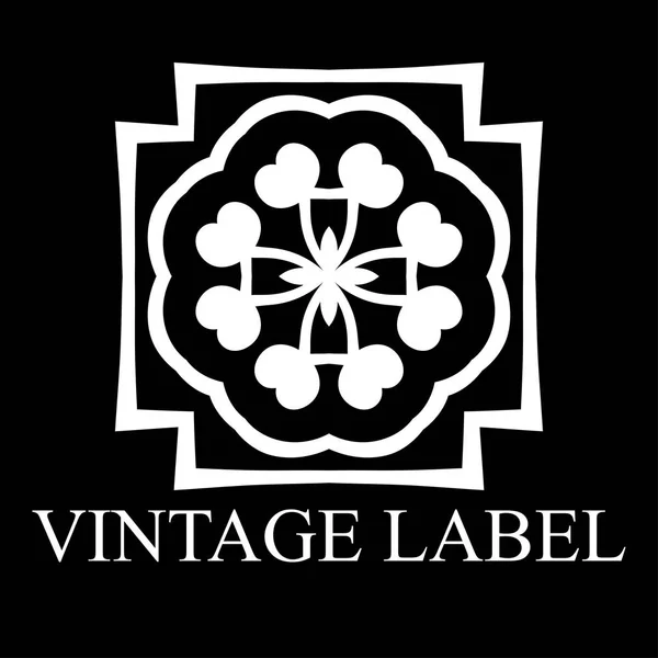 Modelo de logotipo branco ornamental vintage com texto. Ilustração vetorial — Vetor de Stock