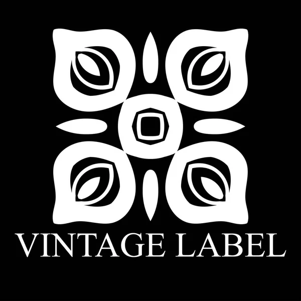 Vintage modello logo bianco ornamentale con testo. Illustrazione vettoriale — Vettoriale Stock
