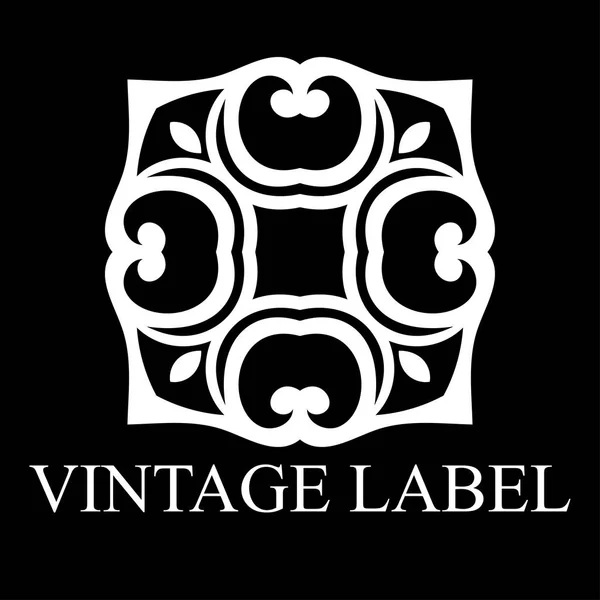 Modelo de logotipo branco ornamental vintage com texto. Ilustração vetorial —  Vetores de Stock