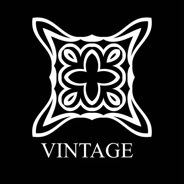 Plantilla de logotipo blanco ornamental vintage con texto. Ilustración vectorial — Vector de stock