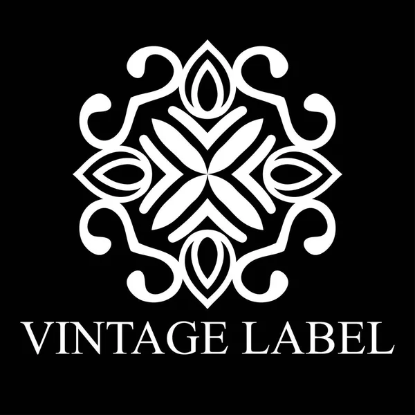 Vintage ornamental weiße Logo-Vorlage mit Text. Vektorillustration — Stockvektor