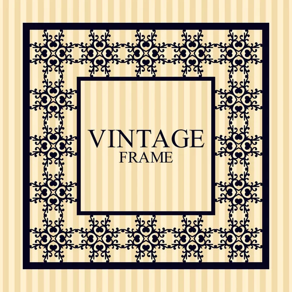 Vintage border frame with retro ornamental pattern. Template for design. Vector illustration — Stock Vector