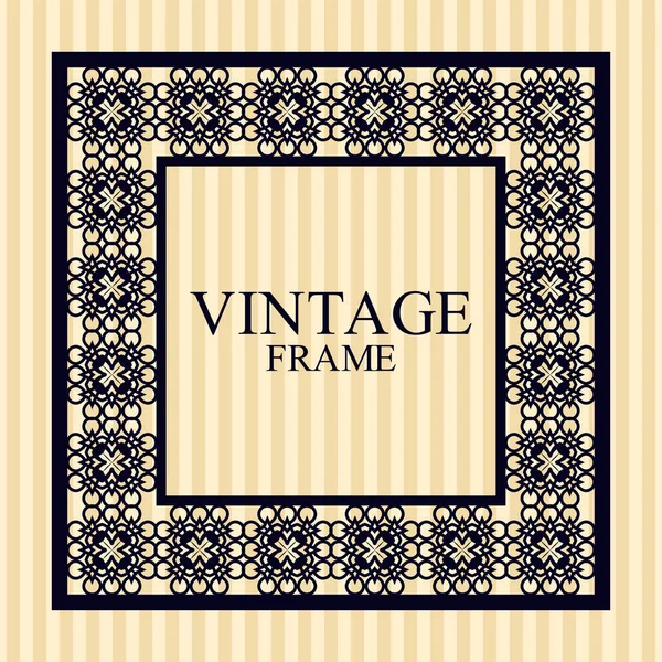 Vintage border frame with retro ornamental pattern. Template for design. Vector illustration — Stock Vector