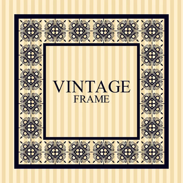 Vintage border frame with retro ornamental pattern. Template for design. Vector illustration — Stock Vector