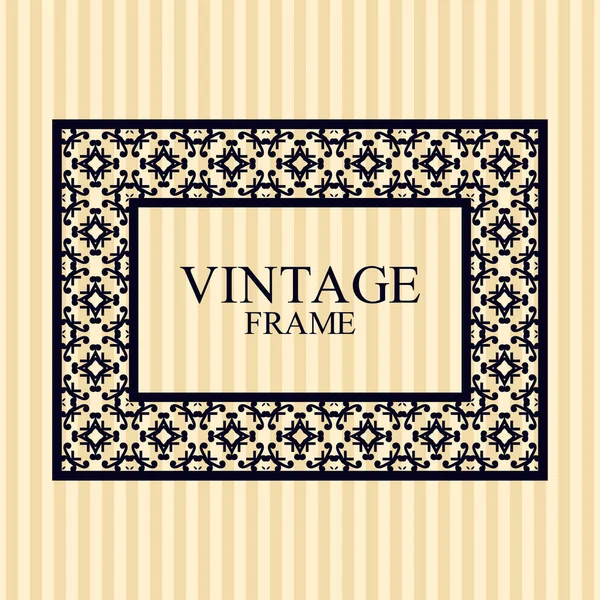 Vintage border frame with retro ornamental pattern. Template for design. Vector illustration — Stock Vector
