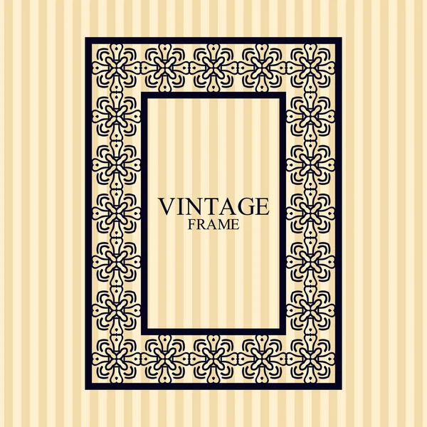 Vintage border frame with retro ornamental pattern. Template for design. Vector illustration — Stock Vector