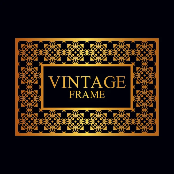 Moldura de borda dourada vintage com padrão ornamental retro. Modelo para design. Ilustração vetorial — Vetor de Stock