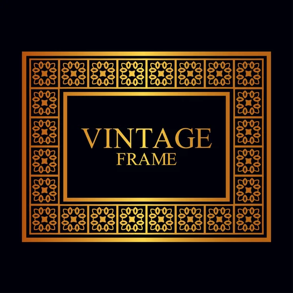 Moldura de borda dourada vintage com padrão ornamental retro. Modelo para design. Ilustração vetorial — Vetor de Stock