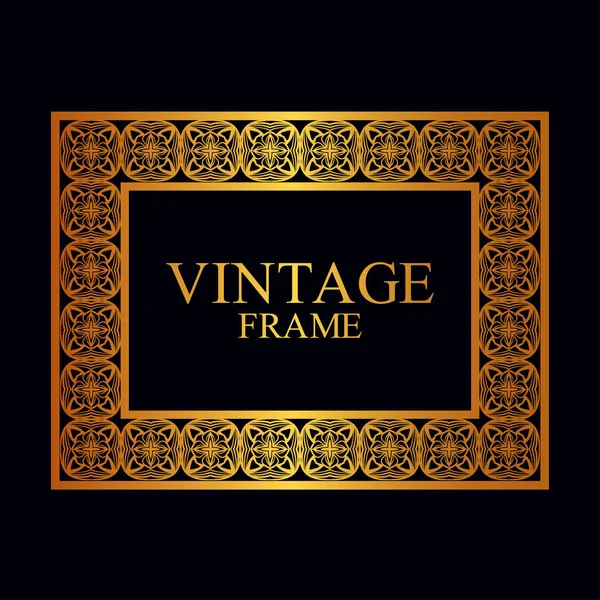 Marco de borde dorado vintage con patrón ornamental retro. Plantilla para diseño. Ilustración vectorial — Vector de stock
