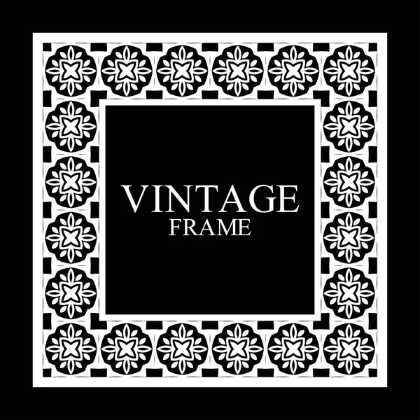 Vintage white border frame with retro ornamental pattern. Template for design. Vector illustration — Stock Vector