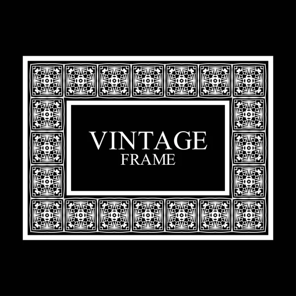 Vintage white border frame with retro ornamental pattern. Template for design. Vector illustration — Stock Vector