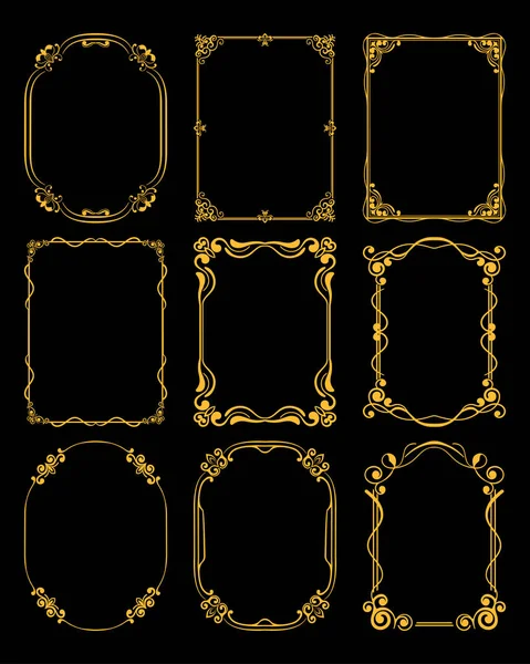 Set vintage frames met mooie filigraan sier frame, decoratieve randen voor sierlijke vintage, retro-elementen. Vectorillustratie. Sjabloon voor ontwerp — Stockvector