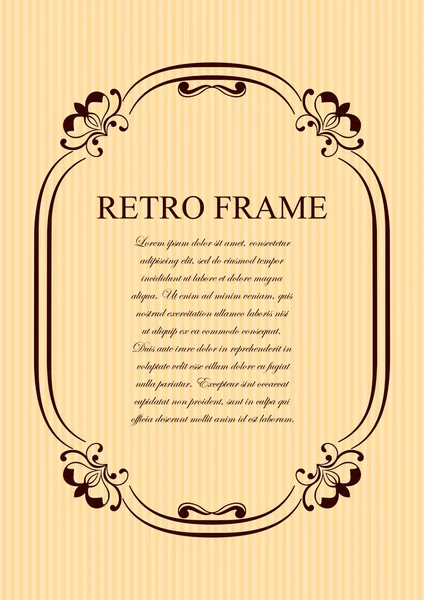 Oude vintage frame met decoratieve sierlijke vintage rand, retro-elementen. Vectorillustratie. Mooie filigraan sier sjabloon voor ontwerp van frames — Stockvector