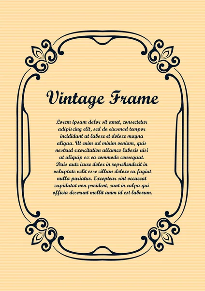 Ancien cadre vintage avec bordure vintage décorative, éléments rétro. Illustration vectorielle. Magnifique modèle ornemental en filigrane pour la conception de cadres — Image vectorielle