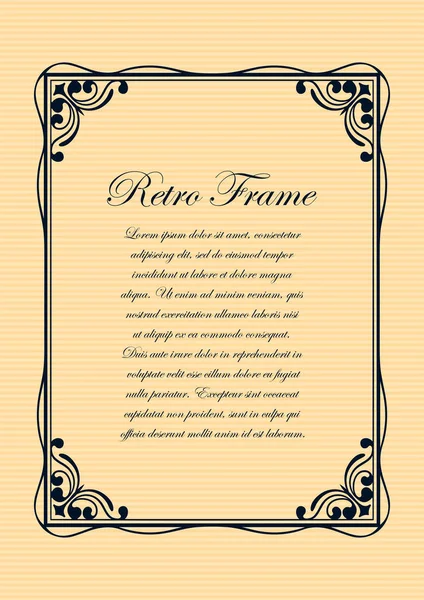 Antiguo marco vintage con borde vintage ornamentado decorativo, elementos retro. Ilustración vectorial. Hermosa plantilla ornamental de filigrana para el diseño de marcos — Vector de stock