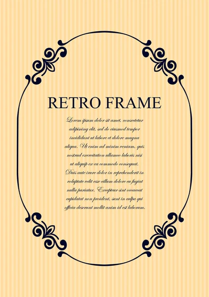 Oude vintage frame met decoratieve sierlijke vintage rand, retro-elementen. Vectorillustratie. Mooie filigraan sier sjabloon voor ontwerp van frames — Stockvector