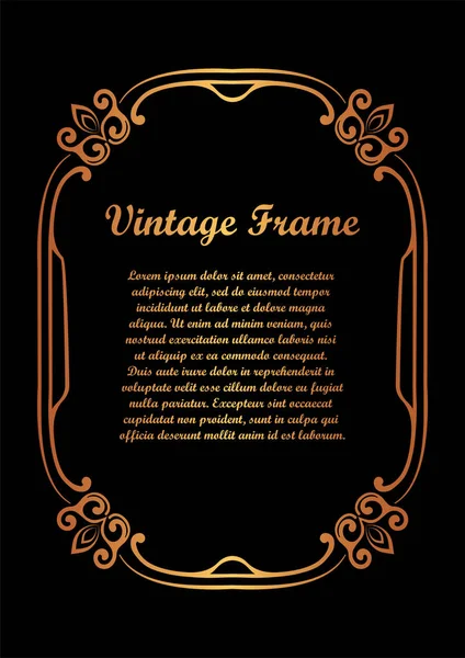 Old vintage frame with decorative ornate vintage border, retro elements. Vector illustration. Beautiful filigree ornamental template for design of frames — Stock Vector