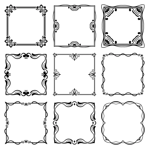 Набір вінтажних рам з красивою філігранною декоративною рамкою, декоративними орнаментами вінтажних кордонів, ретро-елементами. Векторні ілюстрації. Шаблон для дизайну — стоковий вектор