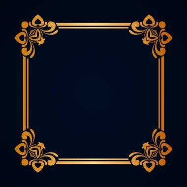 Dekoratif süslü vintage kenarlık, retro öğeler ile eski vintage kare. Vektör çizim. Güzel Telkari süs şablon tasarımı kare için
