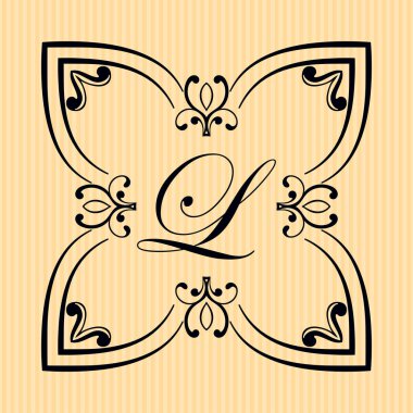 Eski vintage çerçeve logo monogram dekoratif süslü vintage kenarlık, retro öğeleri ile. Vektör çizim. Güzel Telkari süs şablon / monogram çerçeveleri veya logo tasarımı için