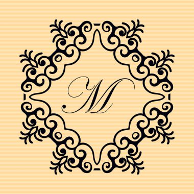 Eski vintage çerçeve logo monogram dekoratif süslü vintage kenarlık, retro öğeleri ile. Vektör çizim. Güzel Telkari süs şablon / monogram çerçeveleri veya logo tasarımı için