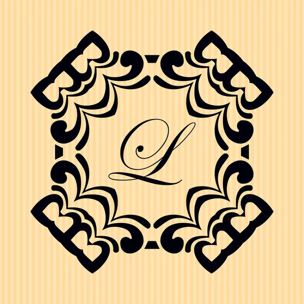 Antiguo monograma con logo de marco vintage con borde vintage ornamentado decorativo, elementos retro. Ilustración vectorial. Hermosa plantilla ornamental de filigrana de monograma para el diseño de marcos o logotipos — Archivo Imágenes Vectoriales