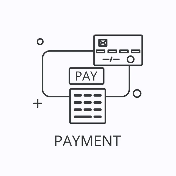 Modern ince çizgi ikonu ödeme konsepti. Kredi kartı ve ATM. Vektör illüstrasyonu — Stok Vektör