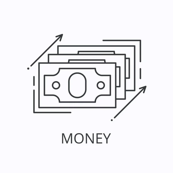 Geld dünne Linie Symbol. Cash-Konzept. Skizzenvektorillustration — Stockvektor