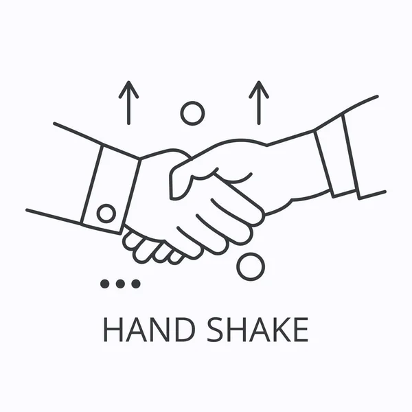 Hand schudden dunne lijn pictogram. Samenwerkingsconcept. Vector overzicht illustratie — Stockvector