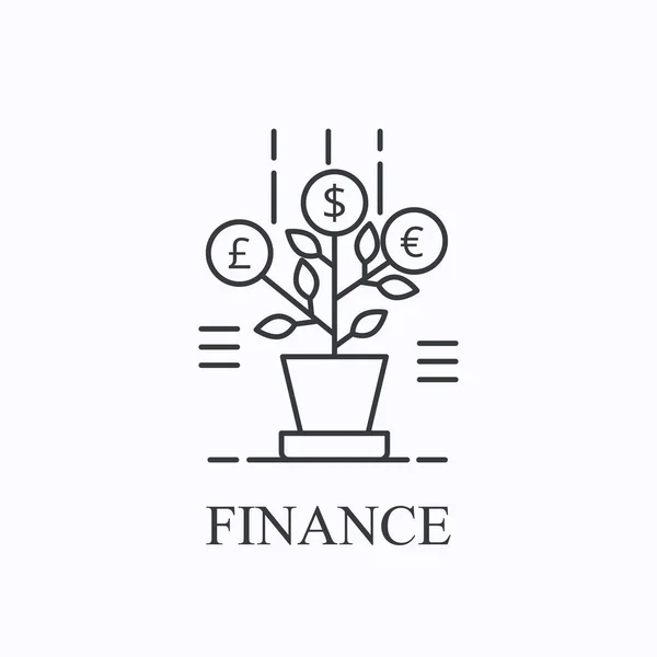 Geld boom dunne lijn pictogram. Financieel concept. Overzicht vector illustratie — Stockvector