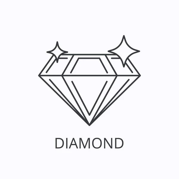 Diamante ícone de linha fina. Conceito de sucesso. Desenho ilustração vetorial — Vetor de Stock