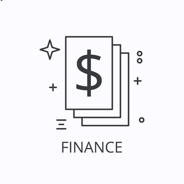 Finanzas icono de línea delgada. Concepto dólar. Esquema ilustración vectorial — Vector de stock